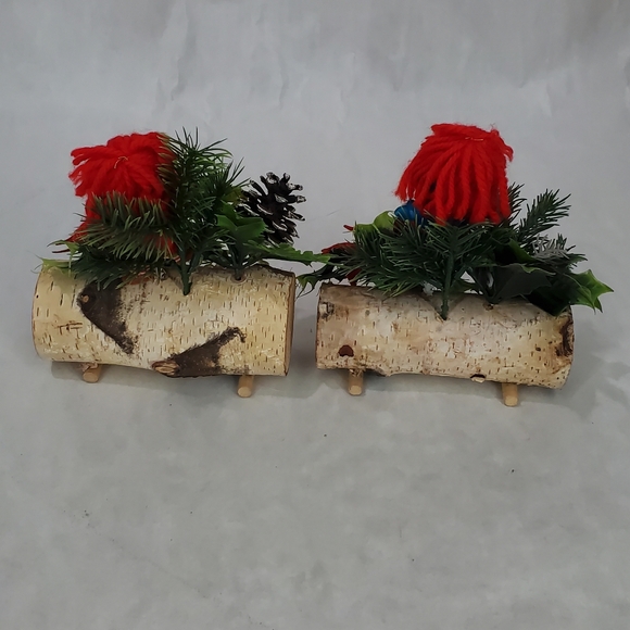 MCM Vintage Kitschy Yule Log 1970's Christmas Decorations Center Piece - Picture 6 of 12